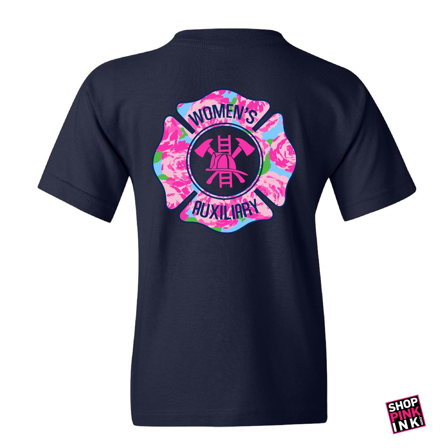 Jonesboro Firefighters Women's Auxiliary - Floral Maltese - Youth Short Sleeve - 22904