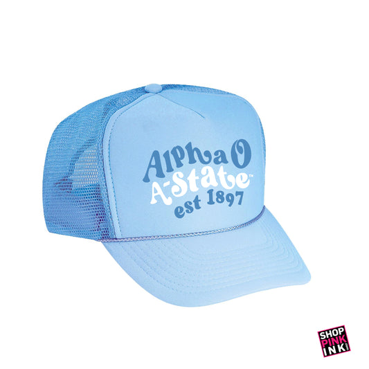 Alpha Omicron Pi - Blue Wavy Hat - PI 23399